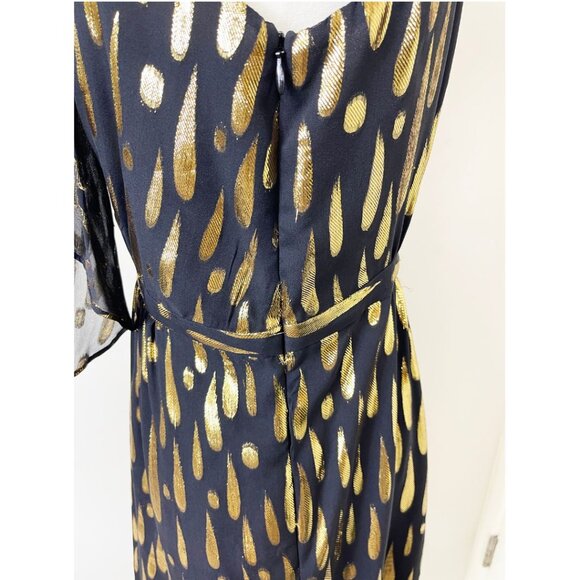 Milly of New York Holiday/Christmas Black and Metallic Gold Short Dress Size 6 - Picture 8 of 11